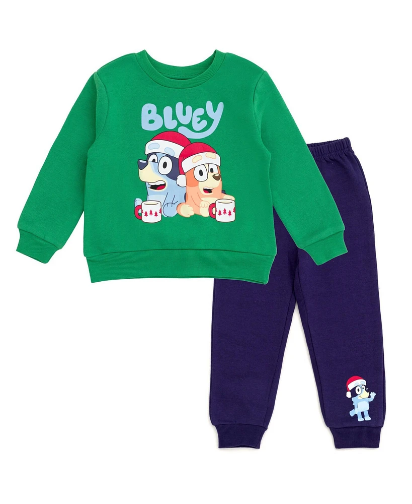 Bluey Boys Halloween Christmas Fleece Sweatshirt and Jogger Pants Outfit Set to (2T - 10-12)