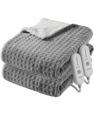 Caromio King Waffle Sherpa Electric Heated Blanket with Dual Control, 100" x 90"