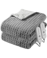 Caromio King Waffle Sherpa Electric Heated Blanket with Dual Control, 100" x 90"