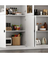 Famapy 14-Shelf Wood Standard Bookcase With Glass Doors, Adjustable Shelves