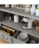 Famapy 3-Tier Open Shelves, Bookcase Accent Storage Cabinet with 2 Drawers