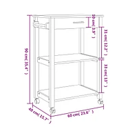 vidaXL Kitchen Trolley Monza 23.6"x15.7"x35.4" Solid Wood Pine