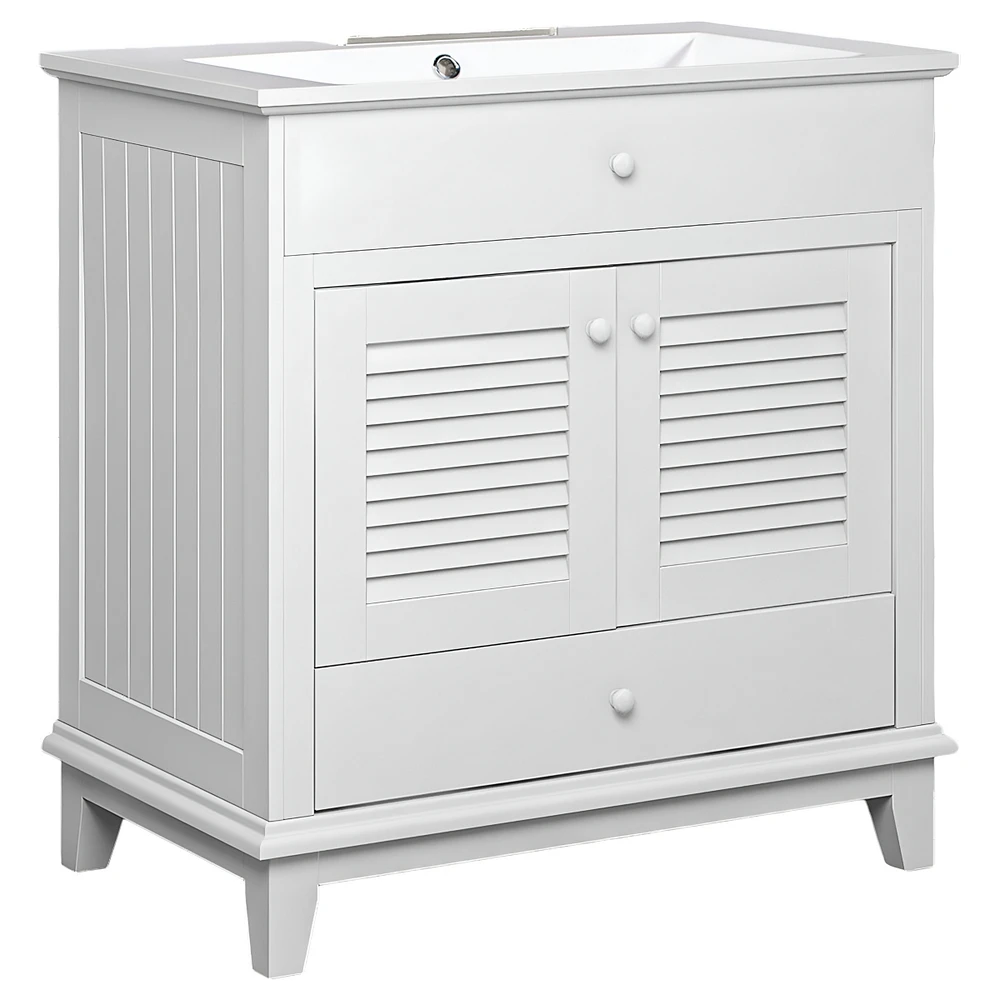 Slickblue Stylish Bathroom Vanity with Sink, 2-Door Cabinet & Drawer for Extra Storage