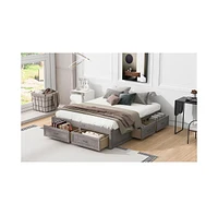 Slickblue Queen Size Platform Bed with 6 Built-In Storage Drawers