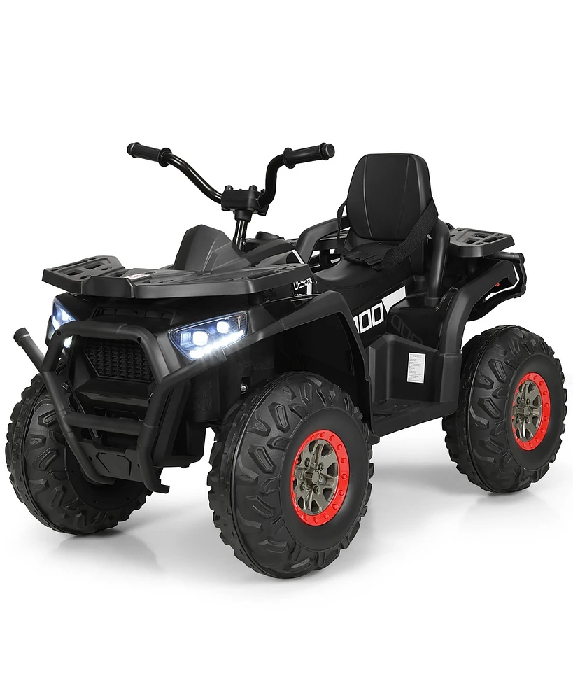 Costway 12V Kids Electric 4-Wheeler Atv Quad 2 Speeds Ride On Car w/MP3&Led Lights