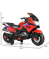 Costway 12V Kids Ride On Motorcycle Electric Motor Bike w/ Training Wheels & Light