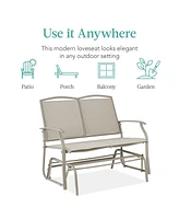 Best Choice Products 2-Person Outdoor Swing Glider, Steel Patio Loveseat, Bench Rocker w/ Armrests