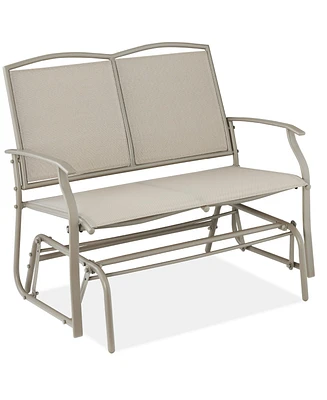 Best Choice Products 2-Person Outdoor Swing Glider, Steel Patio Loveseat, Bench Rocker w/ Armrests