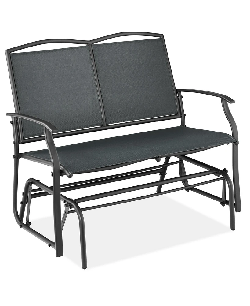 Best Choice Products 2-Person Outdoor Swing Glider, Steel Patio Loveseat, Bench Rocker w/ Armrests