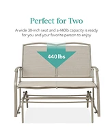 Best Choice Products 2-Person Outdoor Swing Glider, Steel Patio Loveseat, Bench Rocker w/ Armrests