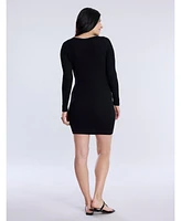 Women's Crew Neck Rib Knit Long Sleeve Mini Dress - Motherhood Maternity