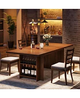 Tribesigns Farmhouse Dining Table for 6 to 8, 63-Inch Rectangular Wooden Kitchen Table with Storage, Industrial Dinner Table with Shelves for Dining R