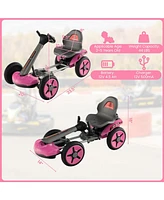 Costway 12V Kids Electric Go Kart Foldable Quad Racing Ride on Toy Car with Flashing