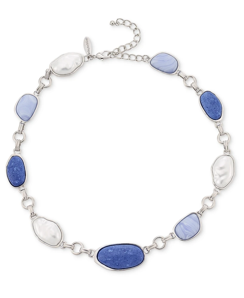 Style & Co Silver-Tone Mixed Stone Collar Necklace, 17" + 3" extender, Created for Macy's