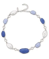 Style & Co Silver-Tone Mixed Stone Collar Necklace, 17" + 3" extender, Created for Macy's