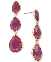 Style & Co Pear-Shape Stone Triple Drop Earrings, Created for Macy's