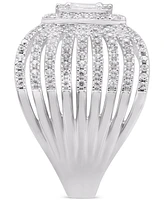 Diamond Baguette & Round Cluster Multirow Ring (1 ct. t.w.) in 14k White Gold