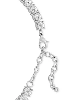 On 34th Silver-Tone Crystal Tennis-Style Collar Necklace, 15" + 3" extender, Created for Macy's