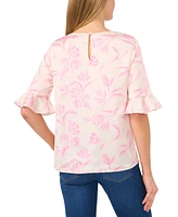 CeCe Women's Floral-Print Ruffled Blouse