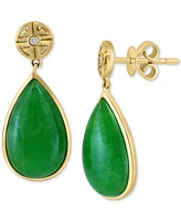 Effy Dyed Jade & Diamond Accent Teardrop Drop Earrings in 14k Gold