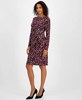 Kasper Women's Printed Long-Sleeve Sheath Dress, Regular & Petite Sizes