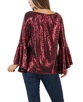 Fever Women's Glitter Dot Symphony Sleeve Top