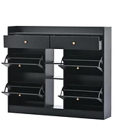 Slickblue Modern Shoe Cabinet with 4 Flip Drawers for Space-Saving Storage