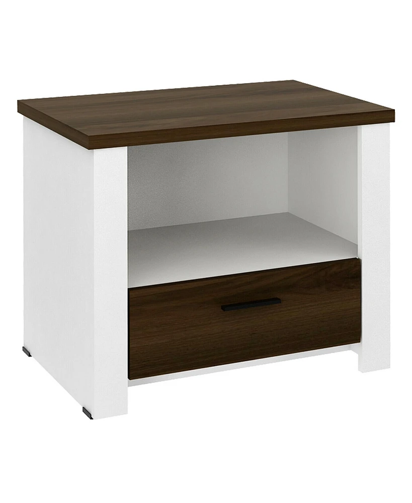 Gymax Accent Nightstand with Drawer and Open Shelf Sofa End Table Bedroom Living Room