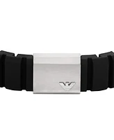 Emporio Armani Men's Black Silicone and Stainless Steel Id Bracelet