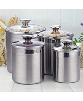 Cooks Standard 4-Piece Stainless Steel Food Jar Storage Canister Set Large with Glass Lid