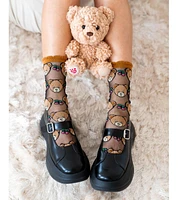 Sock Candy Women's Teddy Bear Ruffle Sheer Sock