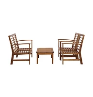 vidaXL 4 Piece Patio Lounge Set Solid Acacia Wood