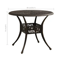 vidaXL Patio Table Bronze 35.4"x35.4"x29.1" Cast Aluminum