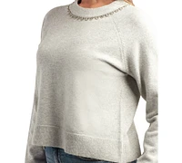 Bcx Juniors' Embellished Crewneck Sweater