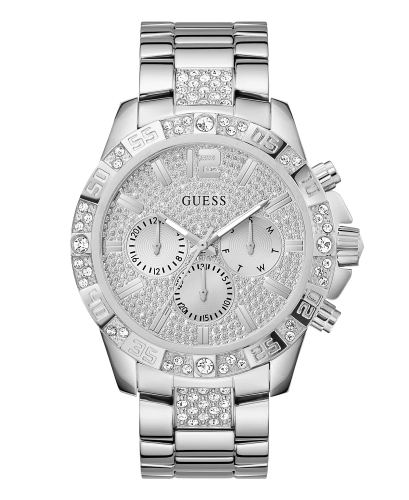 Guess Men's Multi-function Silver Tone Stainless Steel Watch 48mm