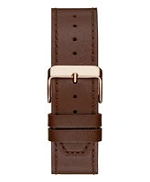 Guess Men's Multi- Function Brown Genuine Leather Watch 44mm