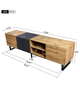 Slickblue Modern Tv Stand with 3 Cabinets and Open Shelves