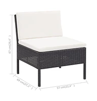 vidaXL 3 Piece Patio Lounge Set with Cushions Poly Rattan