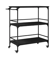 vidaXL Kitchen Trolley Black 39.6"x19.7"x41.3" Engineered Wood