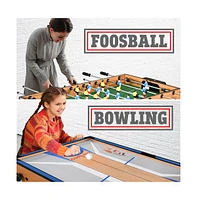 SereneLife 48" 5-in-1 Foldable Multi-Function Game Table with Foosball, Pool, Bowling, Shuffleboard, and Ping Pong