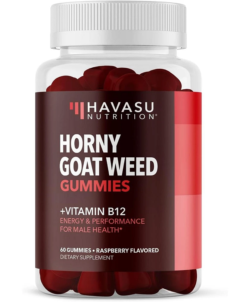 Havasu Nutrition Goat Gummies + Vitamin B12, Energy Endurance & Performance Support for Men, Health Support, Havasu Nutrition, Raspberry, 60ct