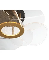 Possini Euro Design Etherea 16" Modern Semi Flush-Mount Ceiling Light Fixture Kitchen Foyer Hallway Flower Unique Led Dimmable Black Gold Finish Bedro