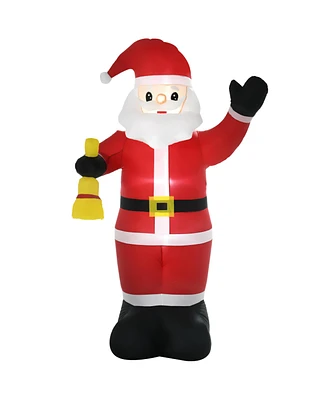 Homcom 8FT Outdoor Lighted Inflated Xmas Holiday Yard Decoration, Santa Claus with Bell - Multi