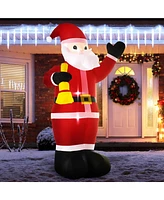 Homcom 8FT Outdoor Lighted Inflated Xmas Holiday Yard Decoration, Santa Claus with Bell - Multi