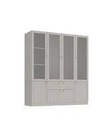 Famapy Glass Doors Armoires with Hanging Rods, Drawers and Shelves