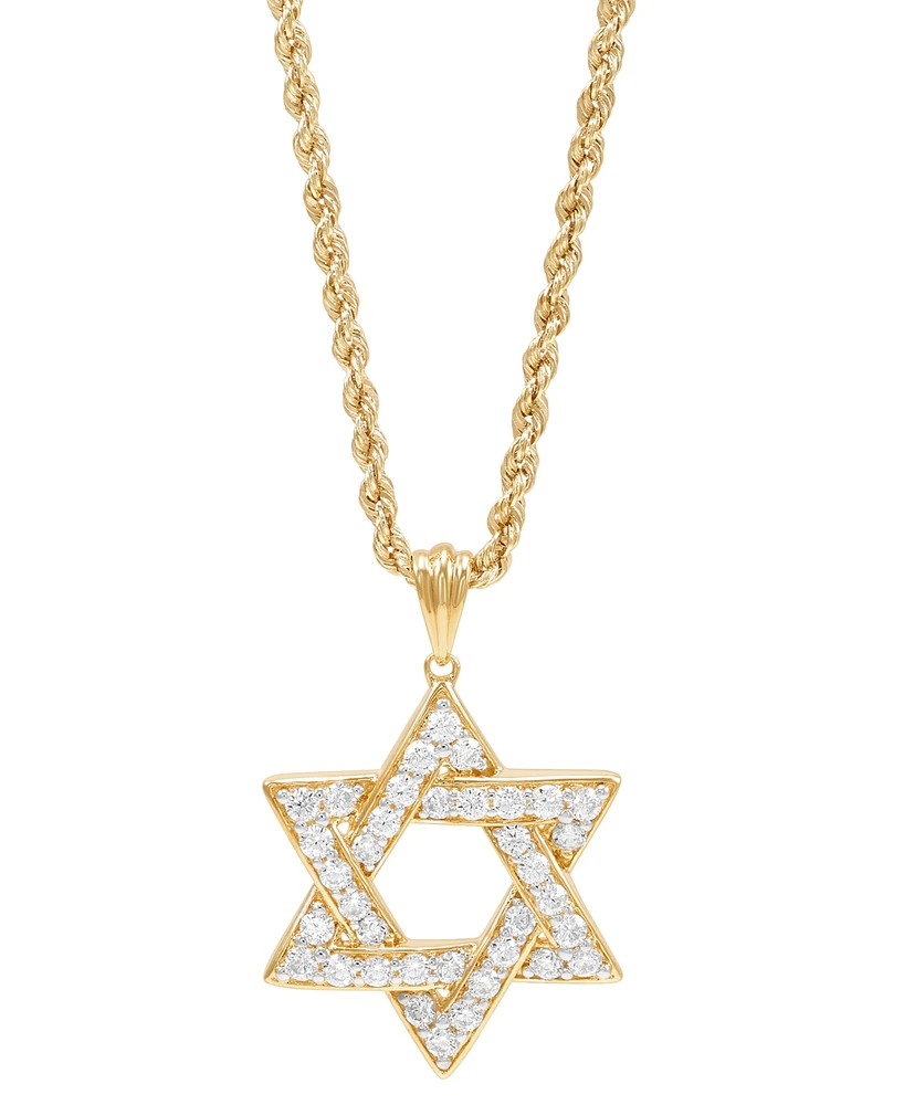 Grown With Love Men's Lab Grown Diamond Star of David 22" Pendant Necklace (1 ct. t.w.) in 10k Gold