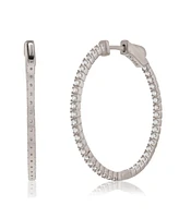 Suzy Levian Sterling Silver & White Cubic Zirconia Pave Hoop Earrings