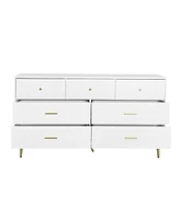 Slickblue Seven-Drawer Large Chest of Drawers with Golden Handles and Legs