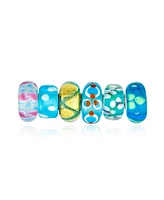 Bling Jewelry Aqua Blue Green Murano Glass Bead Charm Bundle Set .925 Sterling Silver - Multi