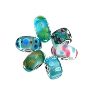 Bling Jewelry Aqua Blue Green Murano Glass Bead Charm Bundle Set .925 Sterling Silver - Multi